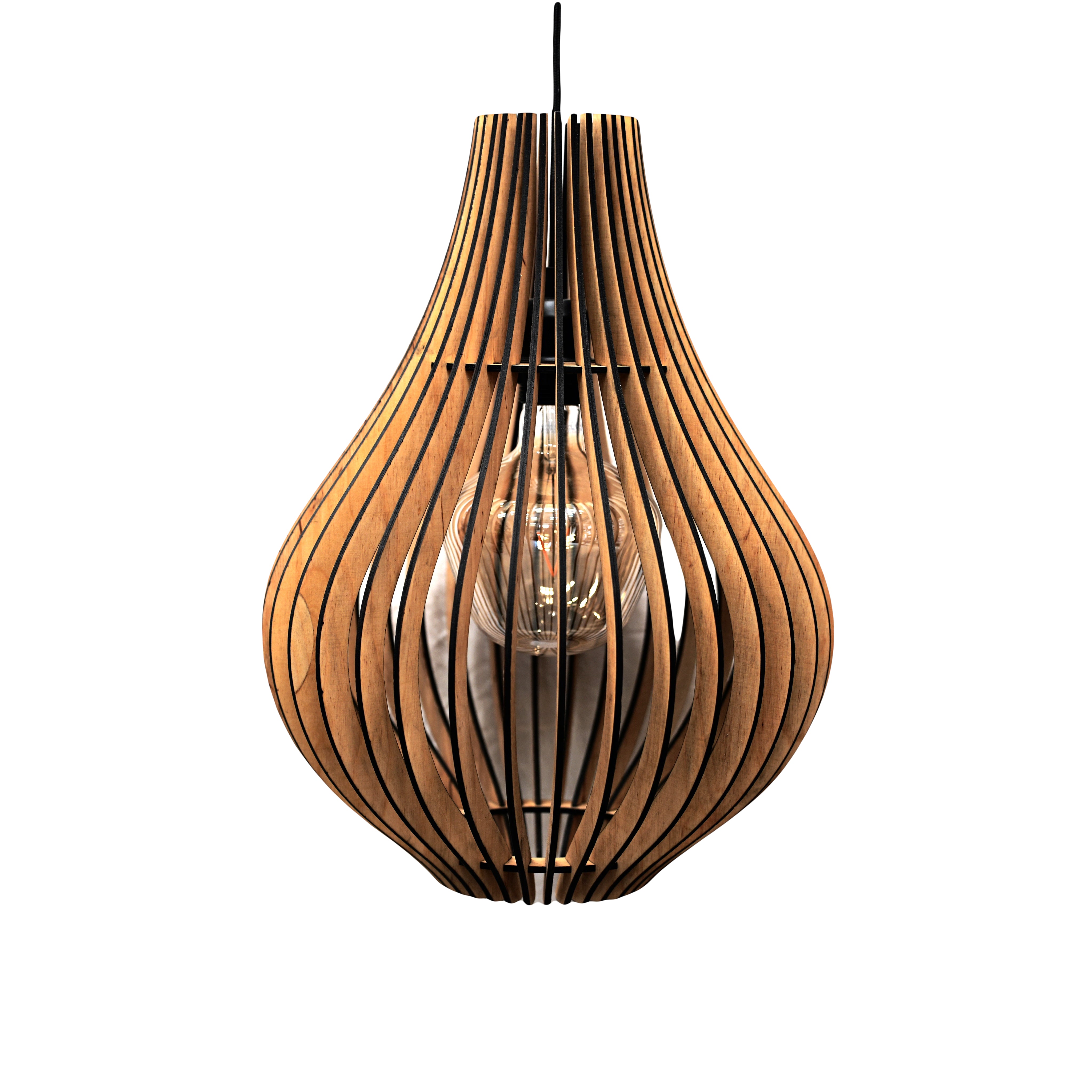 Designer Holzlampe Birne