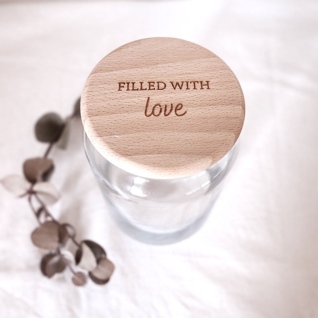 Vorratsglas Filled with love 15 cm
